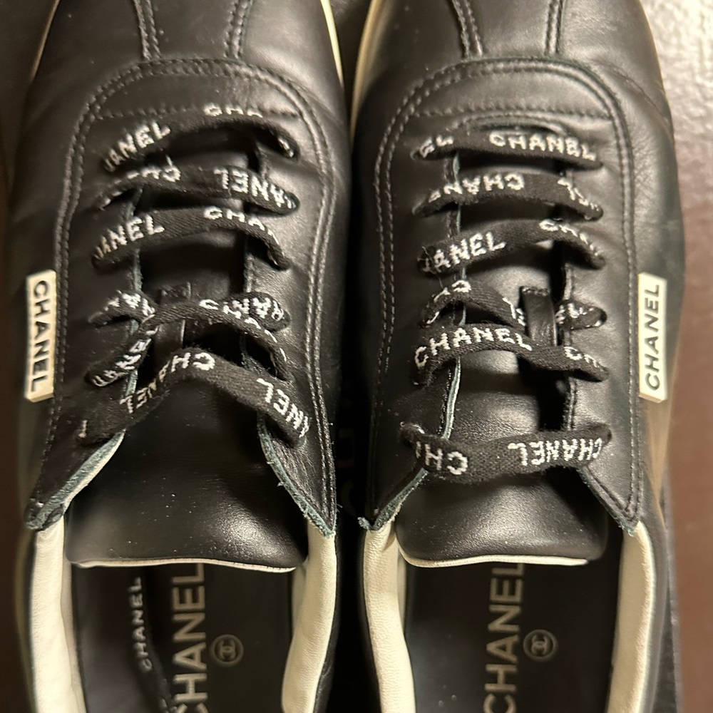 Chanel Low Top Black Leather Sneakers - Picture 9 of 10